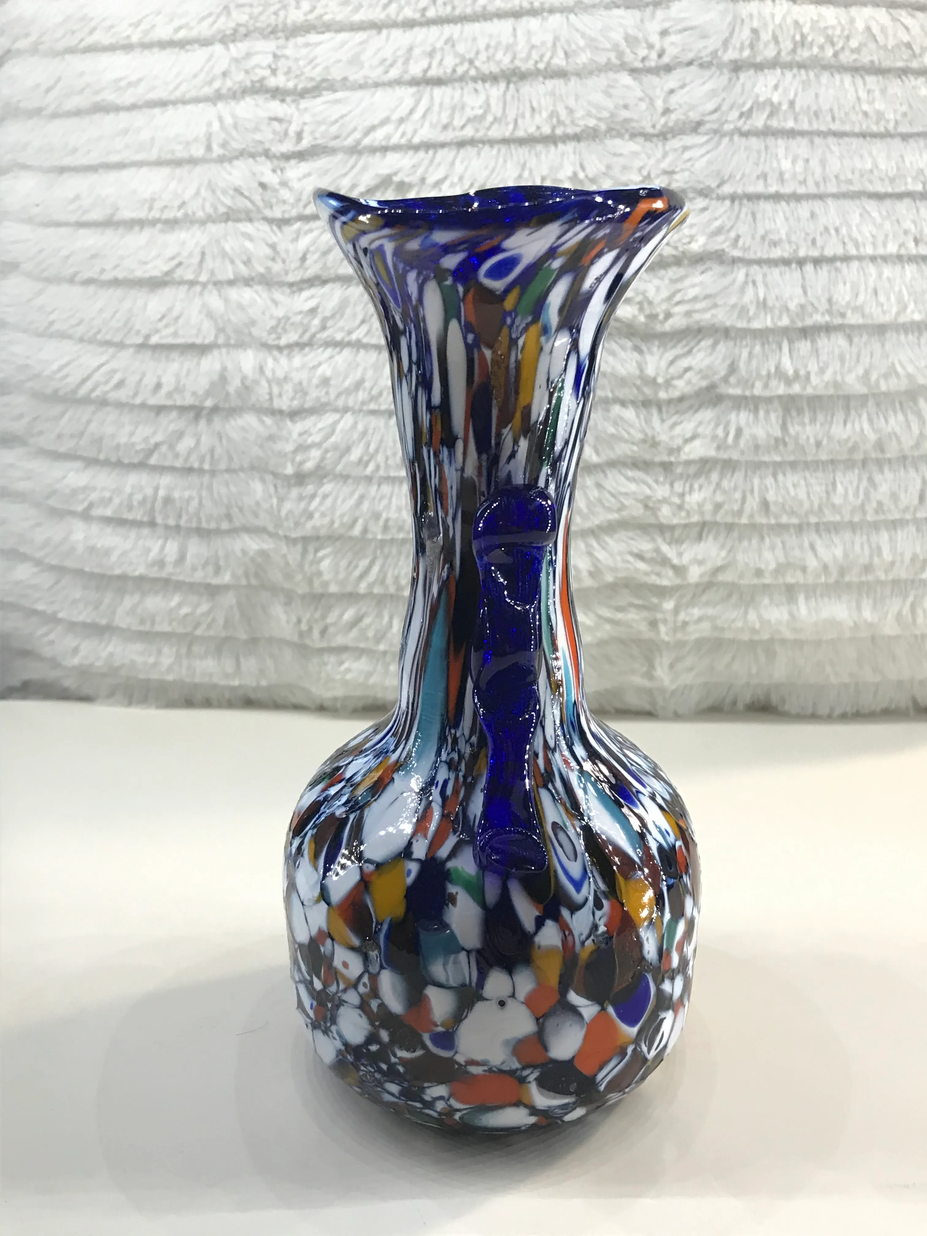 1920-1930's Blue Murano Glass Vase From Toso | Chairish