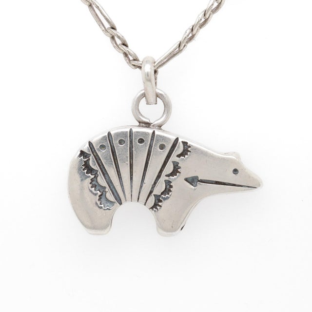 Vintage Southwestern Sterling Silver Bear Pendant for a Necklace For Sale In Philadelphia - Image 6 of 13
