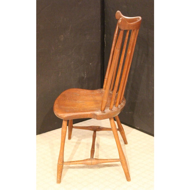 American fan back Windsor Side Chair, early 19th century. Very well shaped crest rail & seat. Turned, shaped legs & cross-...