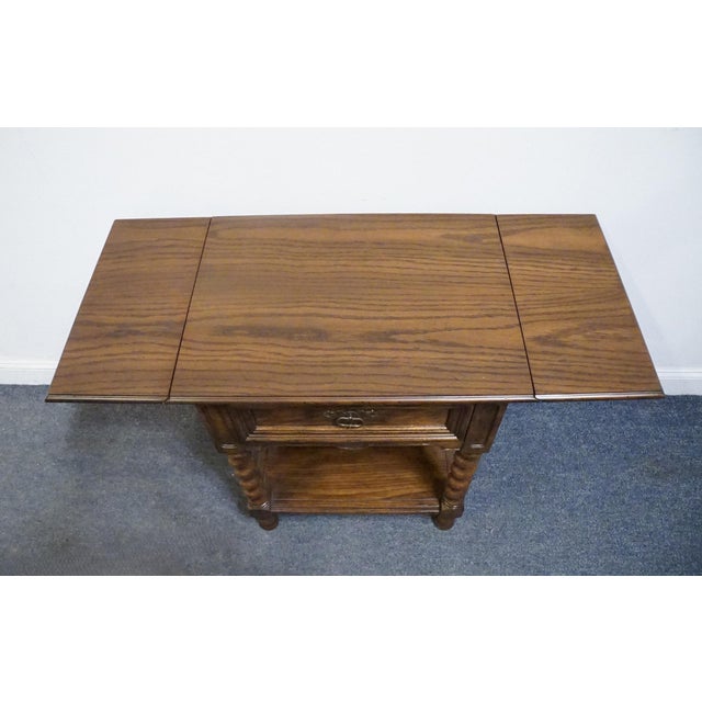 Drexel Heritage Bishopsgate Collection Solid Walnut English Tudor Style 41" Drop Leaf Accent End Table 122-602-2 For Sale - Image 12 of 17