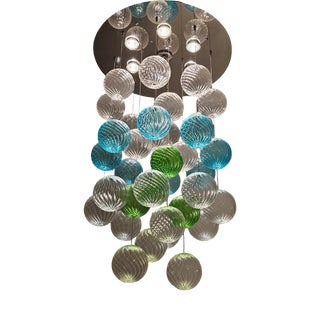 Vintage Art Deco Style Chandelier with Hand-Blown Murano Glass Bubbles, Venice, 1989 For Sale