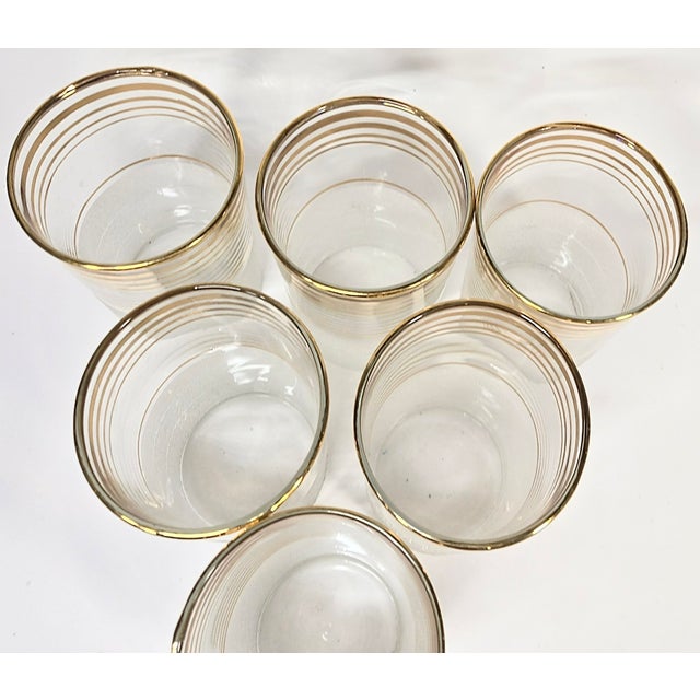 Hollywood Regency Gold and Frost Tumblers- Set of Six For Sale - Image 11 of 16