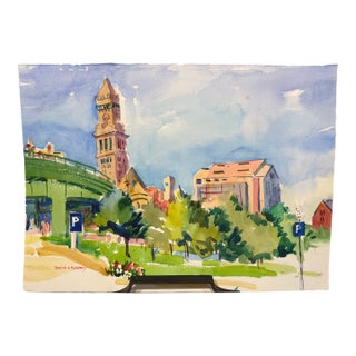 "Downtown Boston" Watercolor by Patricia McCarthy For Sale
