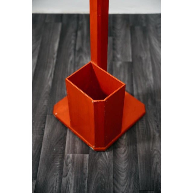 Mid-Century Coat Rack with Umbrella Stand in Orange Wood, 1960 For Sale - Image 6 of 9