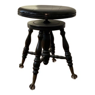 Antique Victorian Adjustable Claw and Ball Piano Stool For Sale