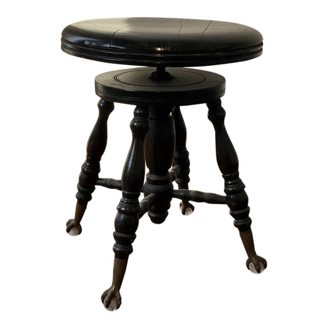 Antique Victorian Adjustable Claw and Ball Piano Stool For Sale