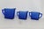 Hazel-Atlas Mid 20th Century Hazel Atlas Cobalt Blue Glass Chevron 3pc Set 2 Creamers and Sugar Bowl For Sale - Image 4 of 12