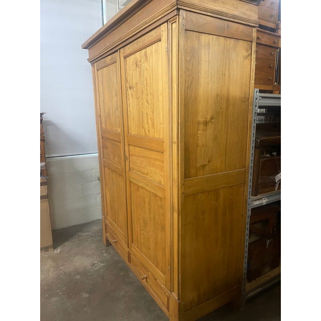 French Antique Large French Pine Armoire Wardrobe For Sale - Image 3 of 12