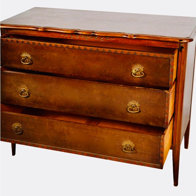 Wood 1920s Robert W. Irwin Neoclassical Mahogany Three-Drawer Chest, Grand Rapids For Sale - Image 7 of 9