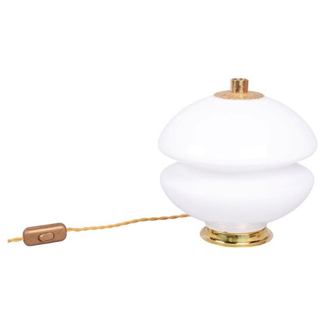 Mid-Century Table Lamp in Brass and Glass, Czech, 1960s For Sale - Image 10 of 10