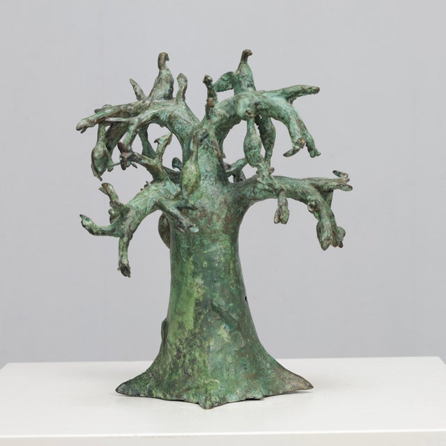 TM, Baobab Tree Sculpture with Birds, 1980s, Bronze For Sale - Image 4 of 10