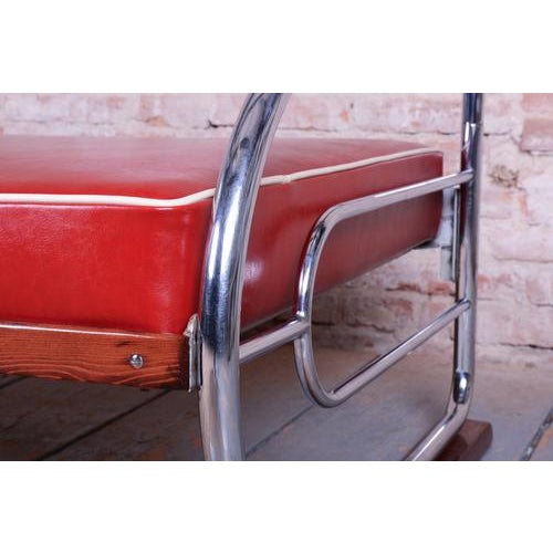 Czech Bauhaus Sofa in Chromed Steel and Leather attributed to Robert Slezák, 1930s For Sale - Image 17 of 18