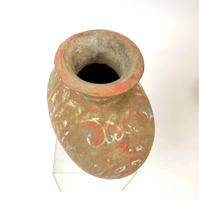 15th Century & Earlier Han Dynasty Chinese Painted Pottery Cocoon Jar For Sale - Image 5 of 10