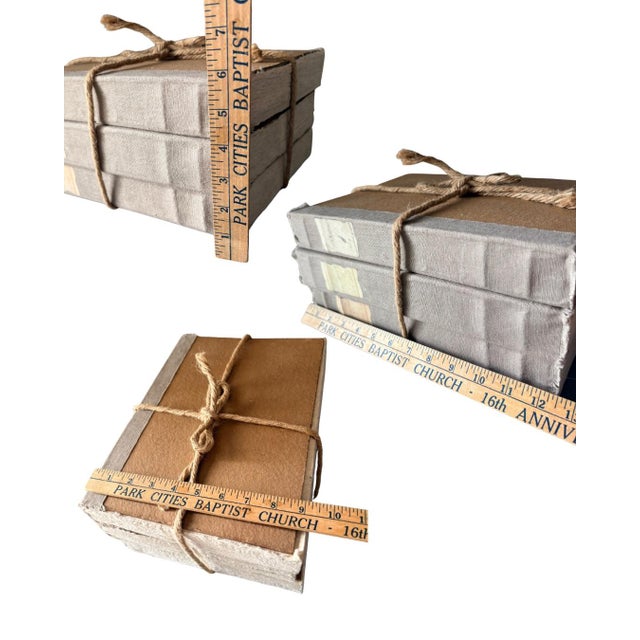 Restoration Hardware Large Tomes in Taupe – Set of 3 Handcrafted French-Inspired Decorative Books For Sale - Image 12 of 12
