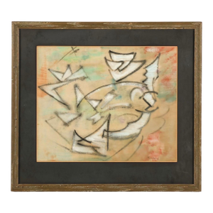 Ivan KurachUkrainian Expressionist Abstract Mixed Media Futurist Painting Ivan Kurach, c. 20th century