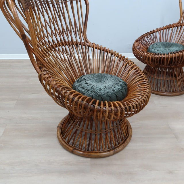 Franco Albini Margherita Armchairs in Rattan and Cane by Franco Albini, 1950s, Set of 2 For Sale - Image 4 of 13