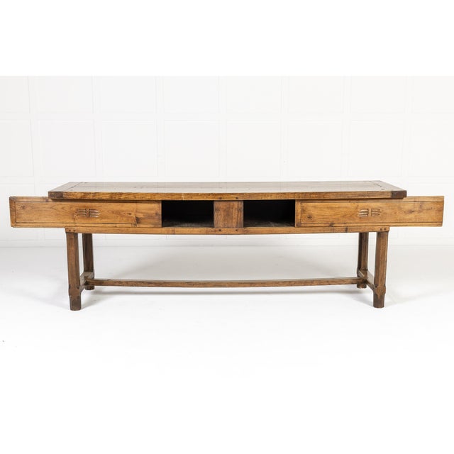 18th century french oak table an 18th century french oak table with plank top. the table is of rectangular form with an...