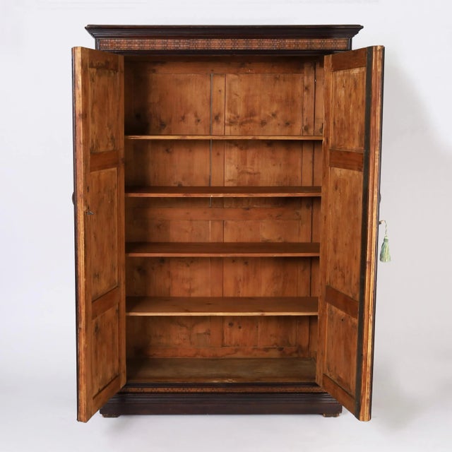 French Antique Grasscloth Cabinet or Armoire For Sale - Image 3 of 9