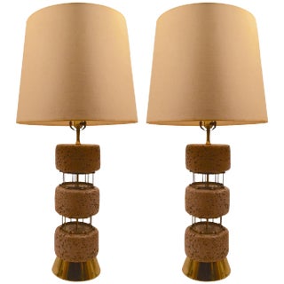 Architectural Chalkware and Metal Table Lamps For Sale