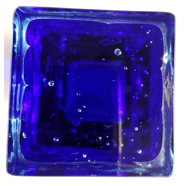 Vintage Hand Made Cobalt Blue Glass Vase from Beranek, Czech Republic, 1990s For Sale - Image 5 of 7