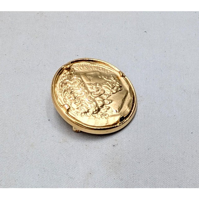 Vintage 1980 Signed Napier Goldtone Greek Figure Dionysus Brooch For Sale In Philadelphia - Image 6 of 8