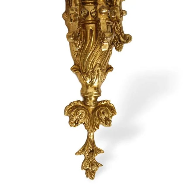 1910s 1910s Neoclassical Style Bronze Three Arm Wall Sconce Lights- A Pair For Sale - Image 5 of 6