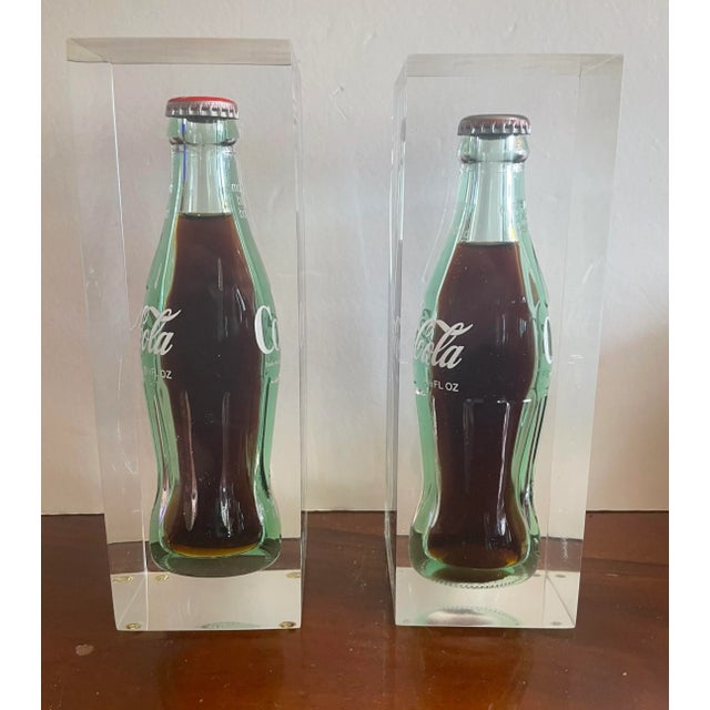Mid-Century Modern Pair of Mid-Century Modern Op Art Resin Cased Coca Cola Unopened Bottles For Sale - Image 3 of 9