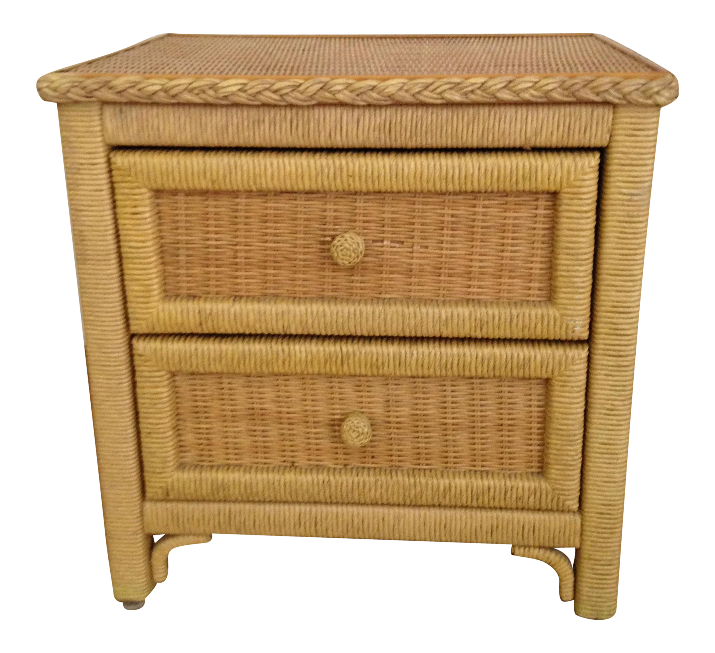 Vintage Wicker Henry Link Nightstand Chairish