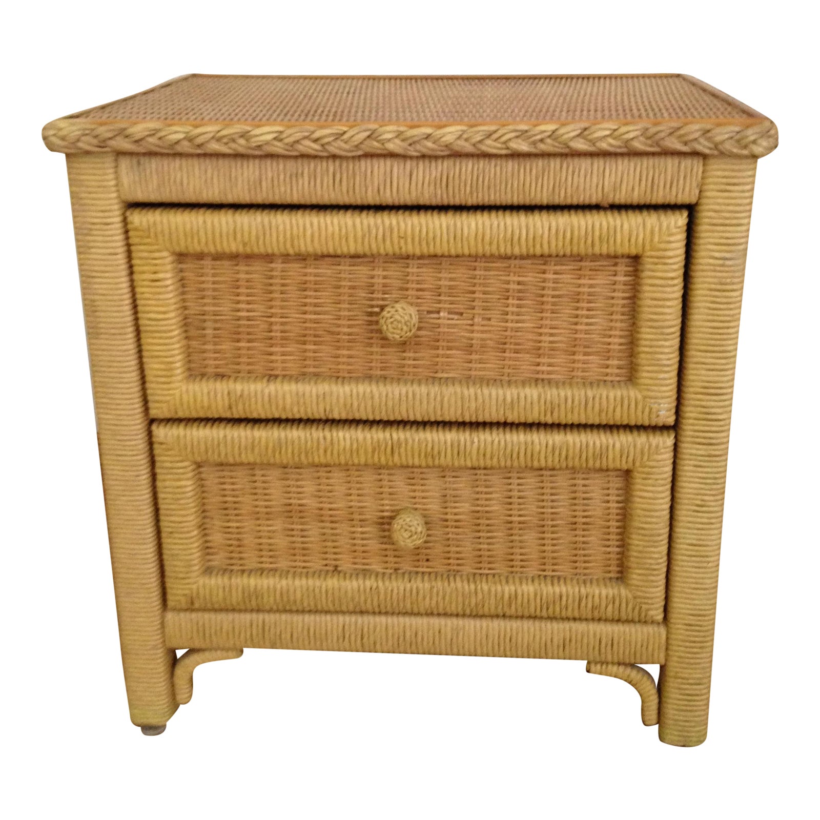 Vintage Wicker Henry Link Nightstand Chairish