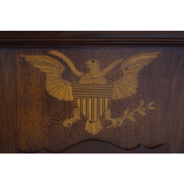 Brown Colonial Joseph Doll Inlaid Mahogany Grandfather Clock For Sale - Image 8 of 12