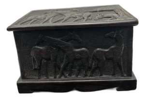 African Blackwood Relief-Carved Box (Tanzania)
