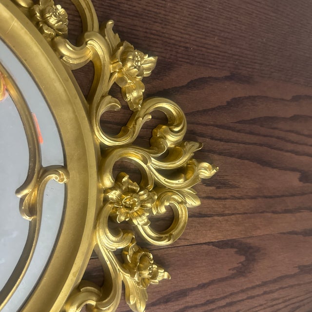 Syroco 1960s Gold Framed Oval Syrocco Mirror For Sale - Image 4 of 12