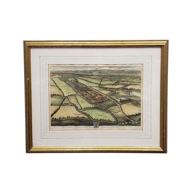 Green Set of 4 18th-Century Kip & Knyff Hand-Colored Country House Engravings - Framed For Sale - Image 8 of 17