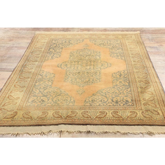 Orange Antique Orange Persian Tabriz Rug - 03'10 X 06'02 For Sale - Image 8 of 9