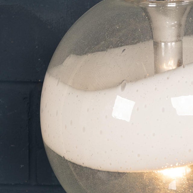 Vintage Italian White and Clear Murano Glass Pendant Lamp, 1970 For Sale - Image 6 of 15