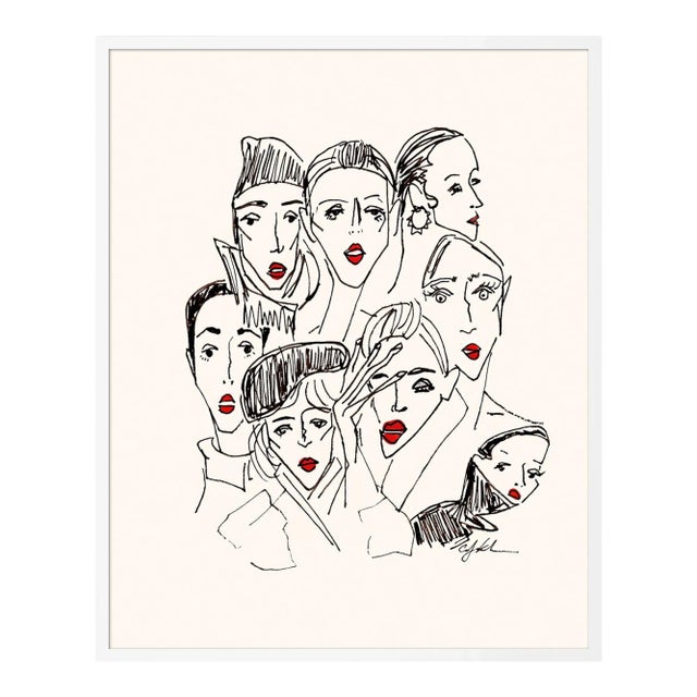 Red Lip Panic by Carly Kuhn in White Frame, Small Art Print For Sale