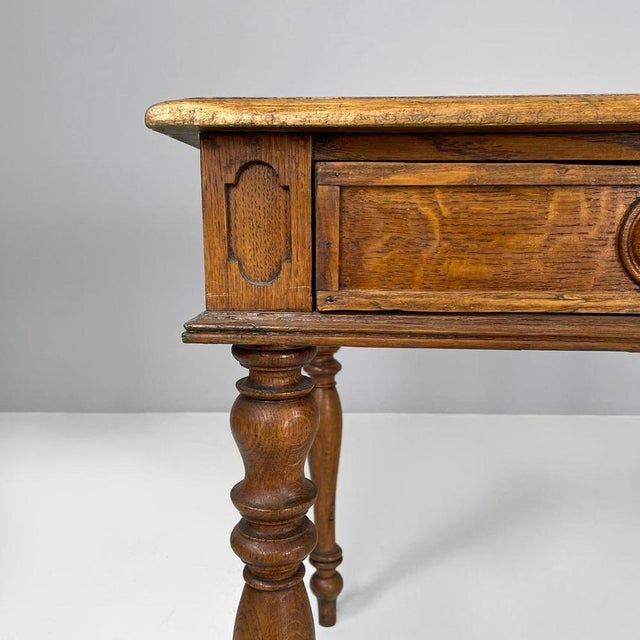 Italian Wooden Table with 2 Drawers and Turned Legs, 1800s For Sale - Image 12 of 18