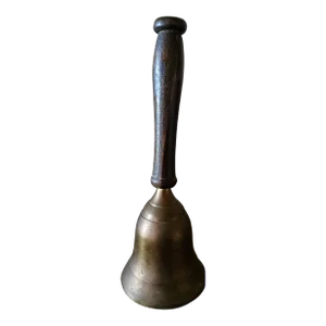 Mid 20th Century Vintage Brass Bell With Wooden Handle