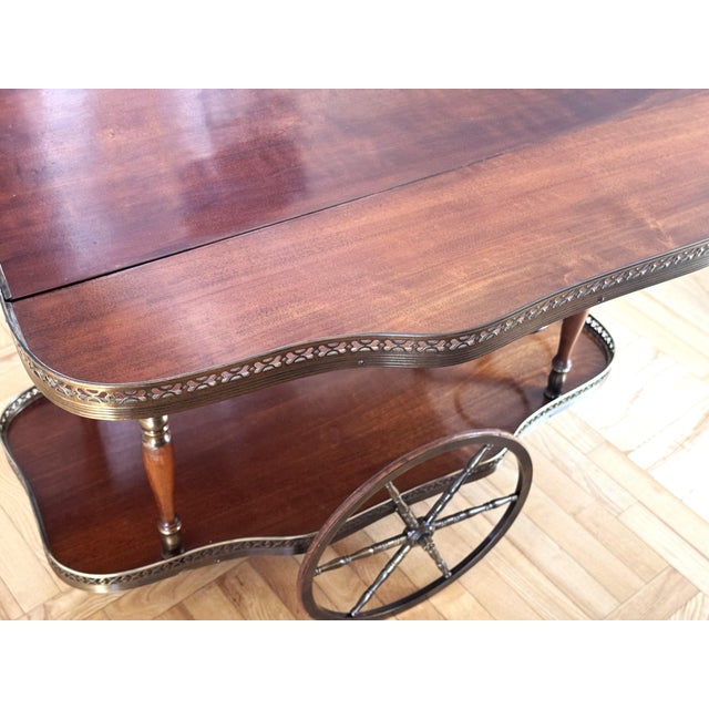 Mid-Century Bar Cart with Folding Leaves and Brass Gallery, 1960s For Sale - Image 10 of 18