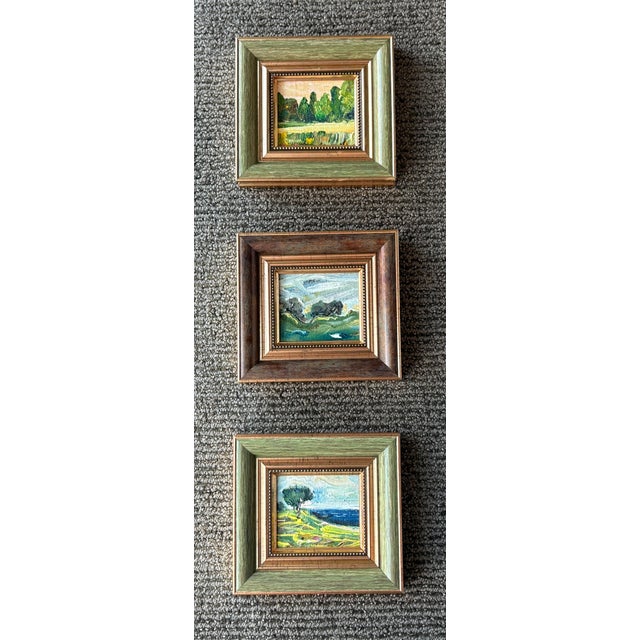 Rustic European Vintage European Abstract Expressionist Oil Painting of a Tree on a Hill, Framed For Sale - Image 3 of 4