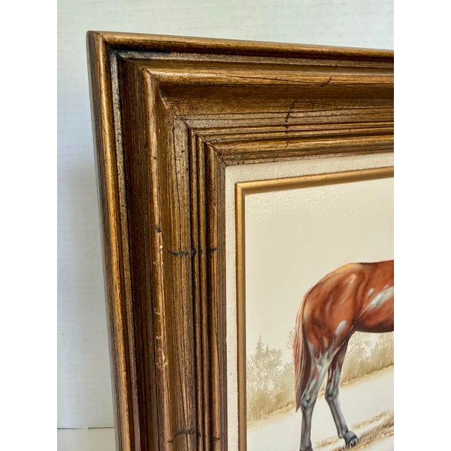 Brown Late 20th C. Signed "Thoroughbred" Horse Hand-Painted Serigraph by Carson For Sale - Image 8 of 11