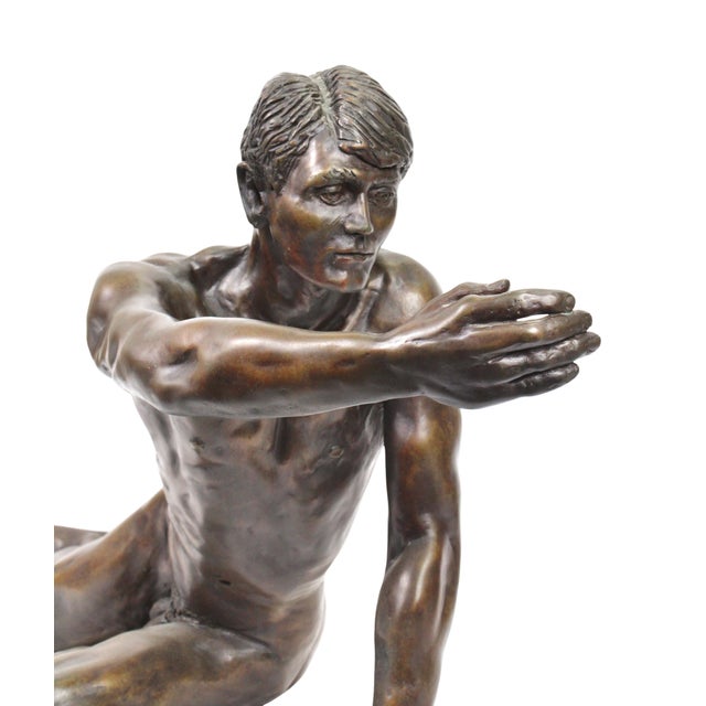 Large Vintage Nude Male Bronze Sculpture by Donald Claude Noel For Sale - Image 12 of 16