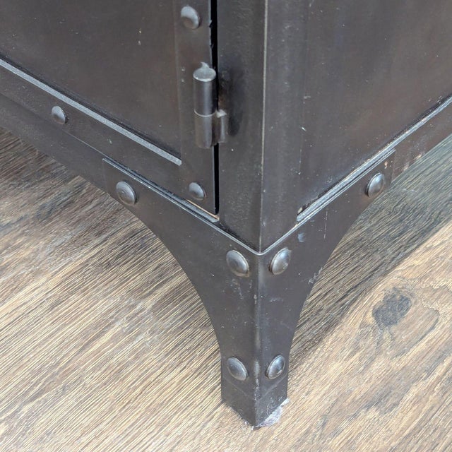 Black Industrial Wood and Metal Media Console For Sale - Image 8 of 8