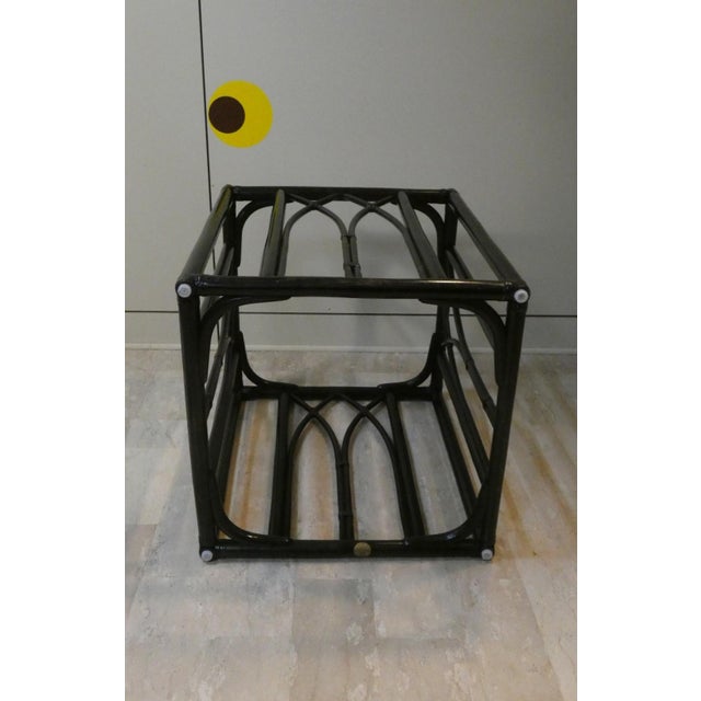 Black Lacquered Oak and Beech Table with Leather Bindings and Tempered Glass Top by Gasparucci Italo, Italy, 1970s For Sale - Image 11 of 18
