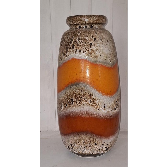 1970s Large Orange-Beige Fat Lava 284/47 Ceramic Floor Vase from Scheurich Keramik, 1970s For Sale - Image 5 of 5