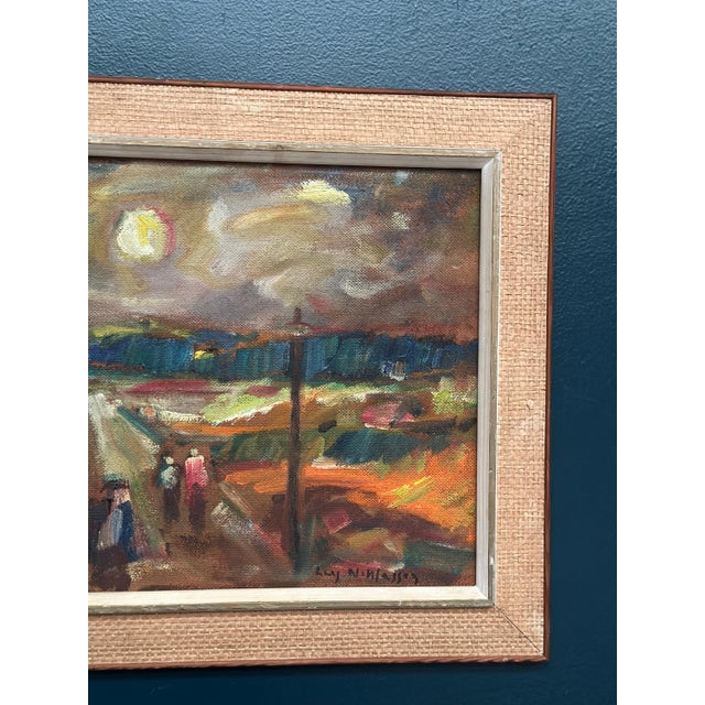 Lars Niklasson, Landscape with Figures, 1960s, Oil Painting on Panel, Framed For Sale - Image 4 of 18