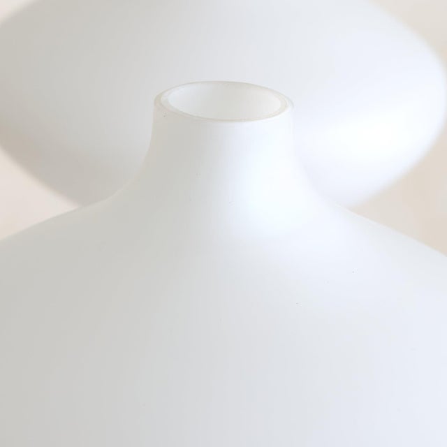 Italian Brass + Opaline Glass Chandelier in the Manner of Stilnovo, 1950s For Sale In Chicago - Image 6 of 12
