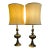 Mid 20th Century Hollywood Regency Rembrandt Brass Lamps With Original Shades - A Pair For Sale