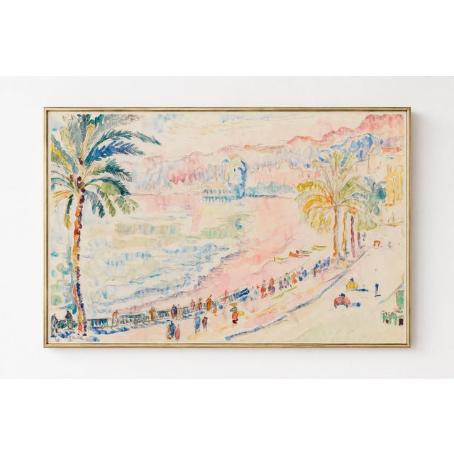 Paul Signac Nice Promenade des Anglais vintage art print reproduction featuring a colorful French Riviera scene adapted...