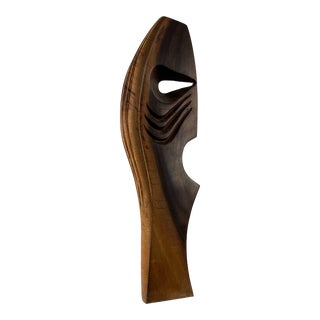 Abstract Wood Sculpture on Stone Base For Sale